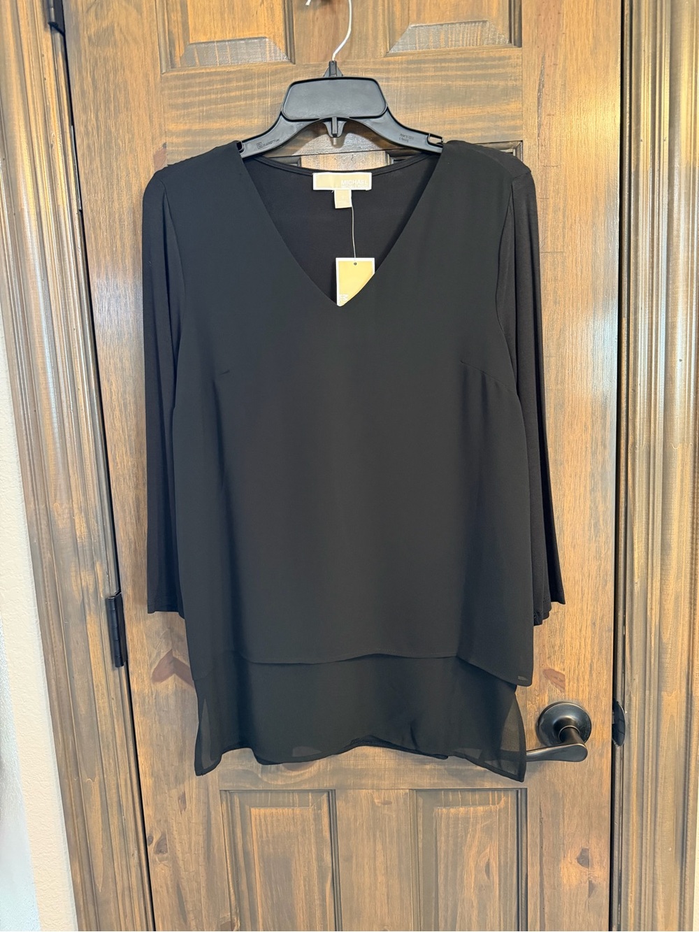 MICHAEL Michael Kors Black Layered V-Neck Tunic